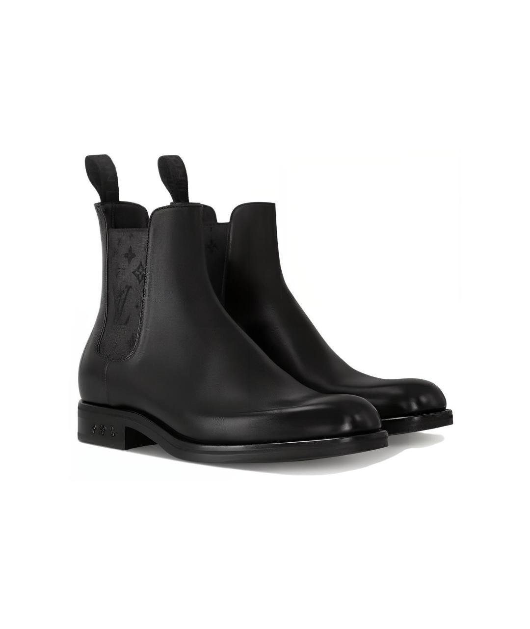 LOUIS VUITTON Черные кожаные высокие ботинки, фото 3
