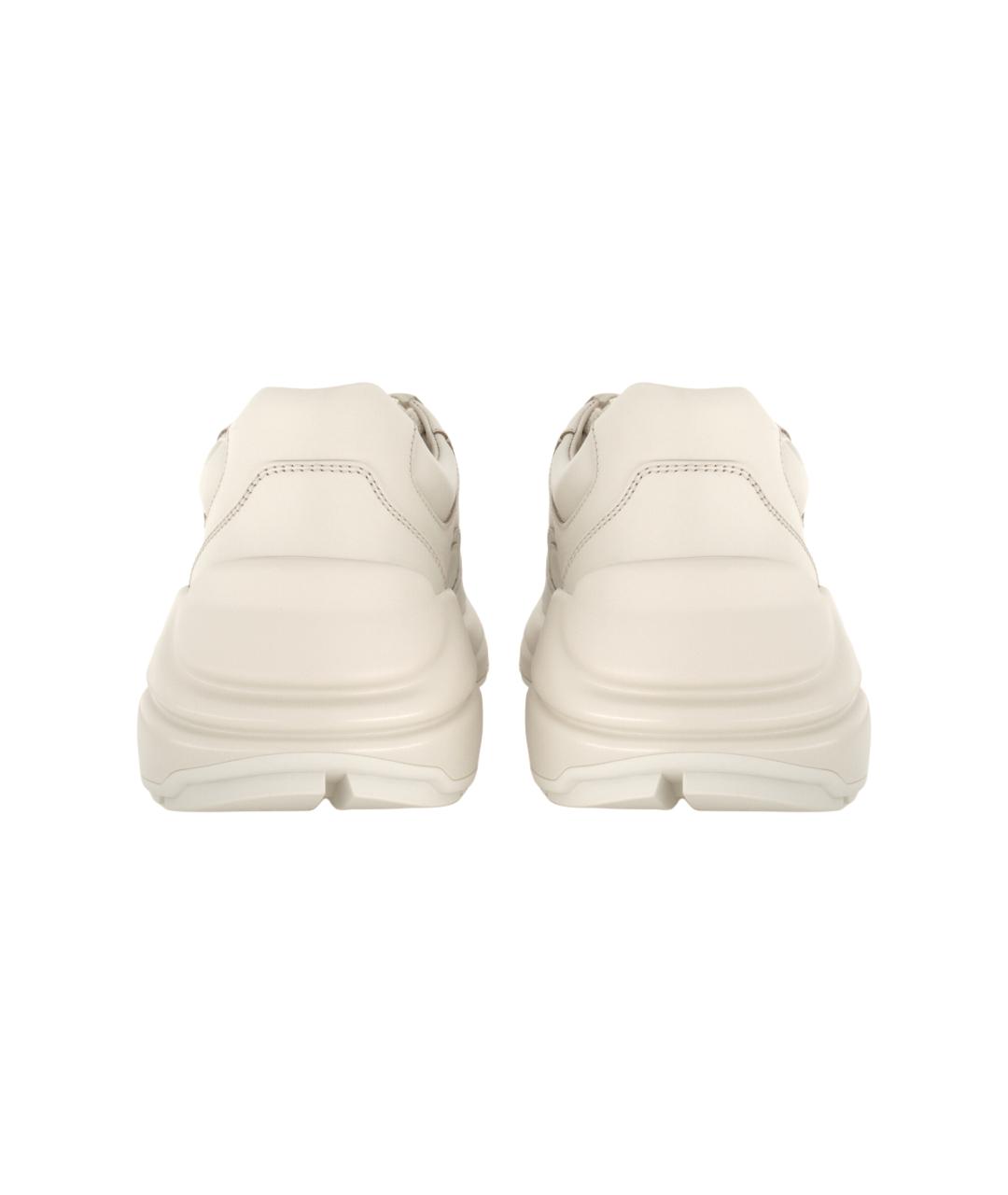 GUCCI Бежевые кожаные кроссовки, фото 4