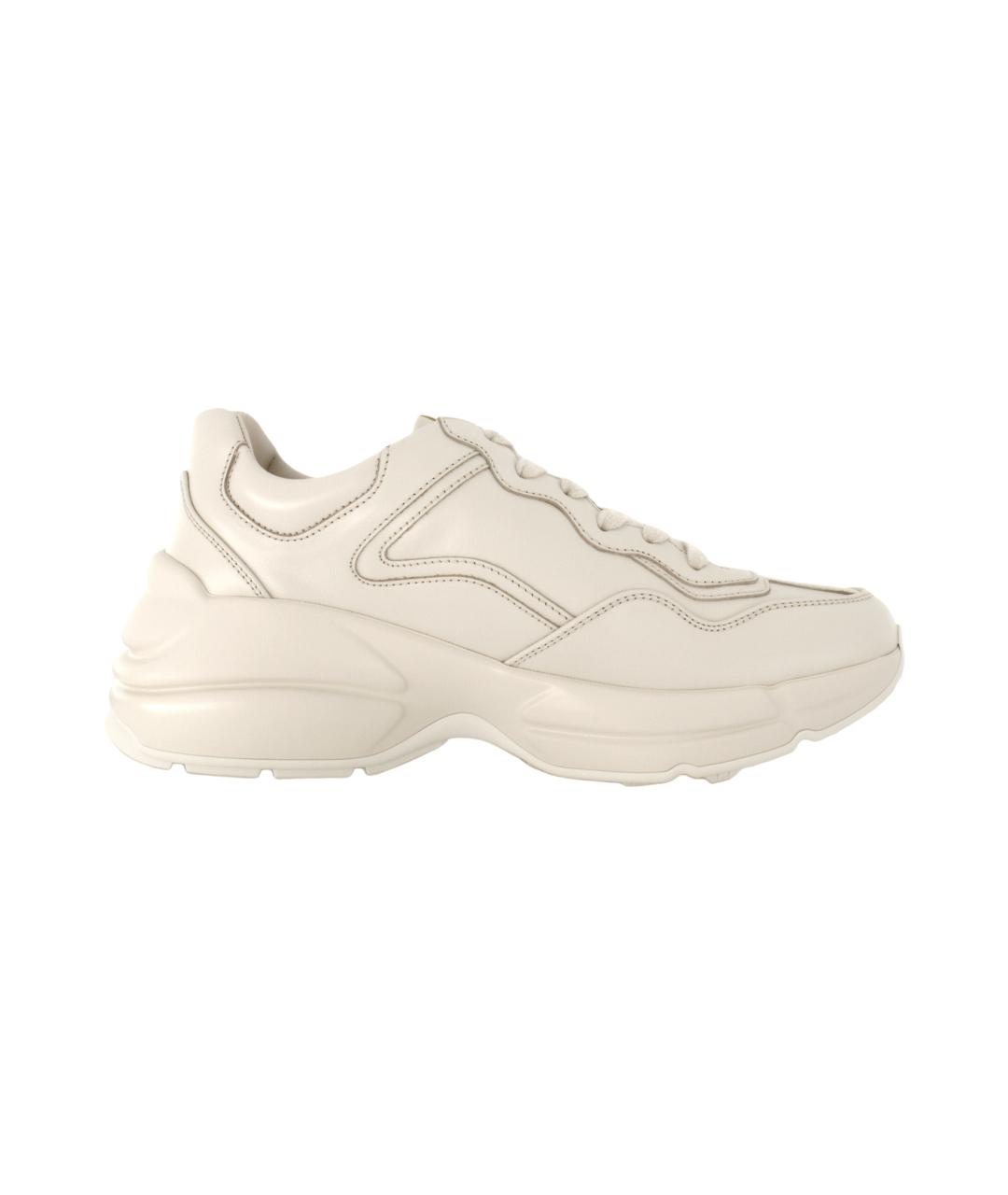 GUCCI Бежевые кожаные кроссовки, фото 2