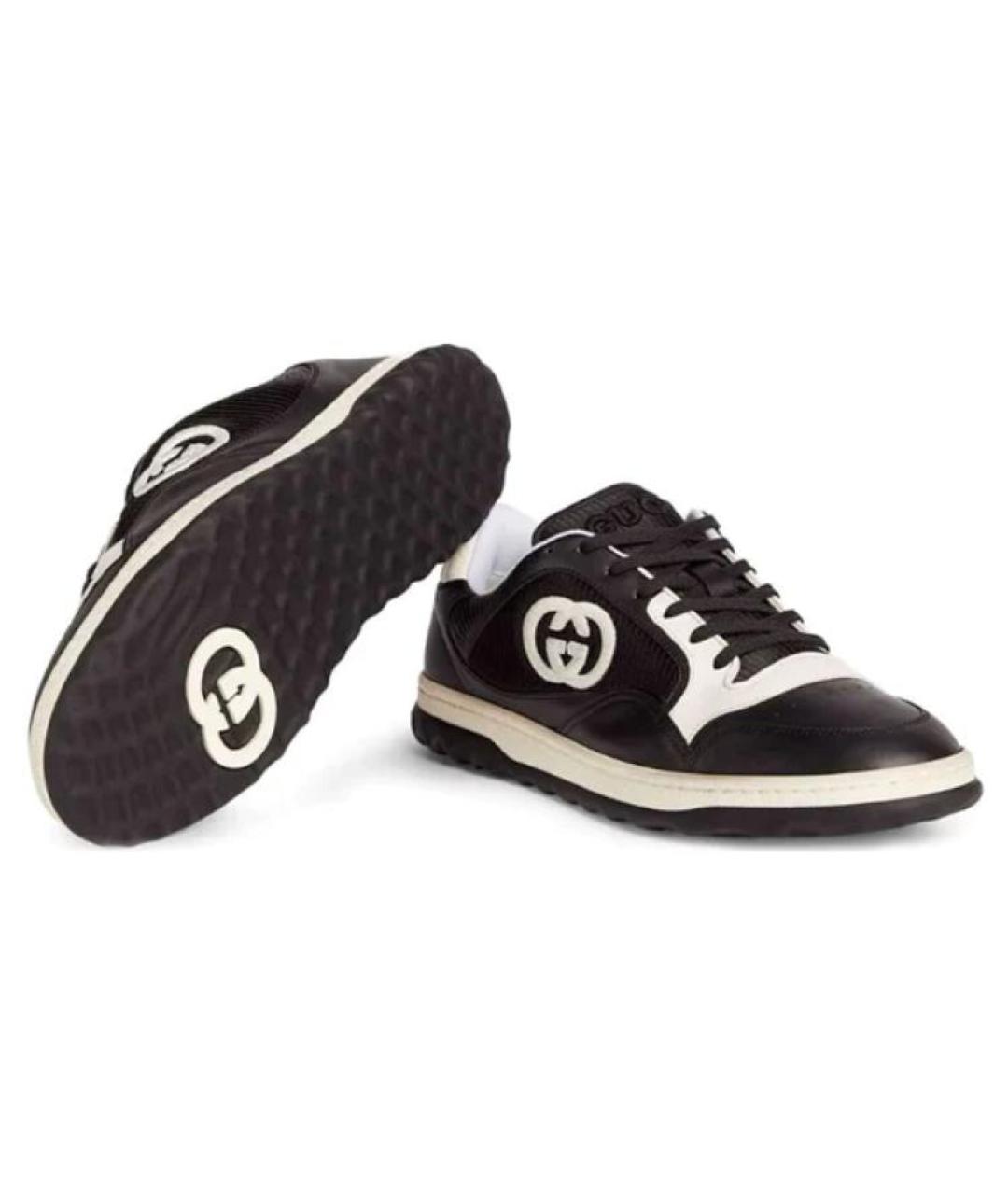 GUCCI Черные кожаные низкие кроссовки / кеды, фото 7