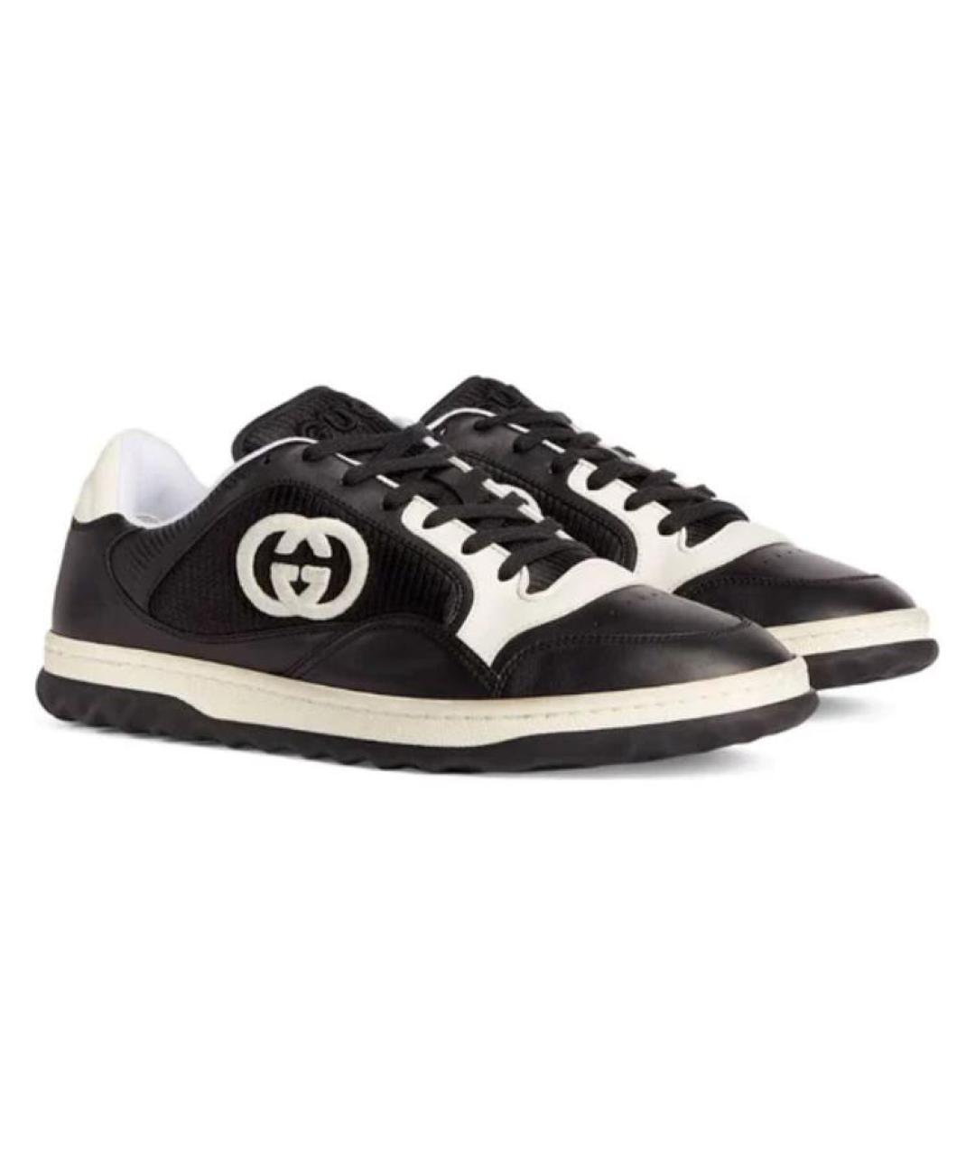 GUCCI Черные кожаные низкие кроссовки / кеды, фото 3
