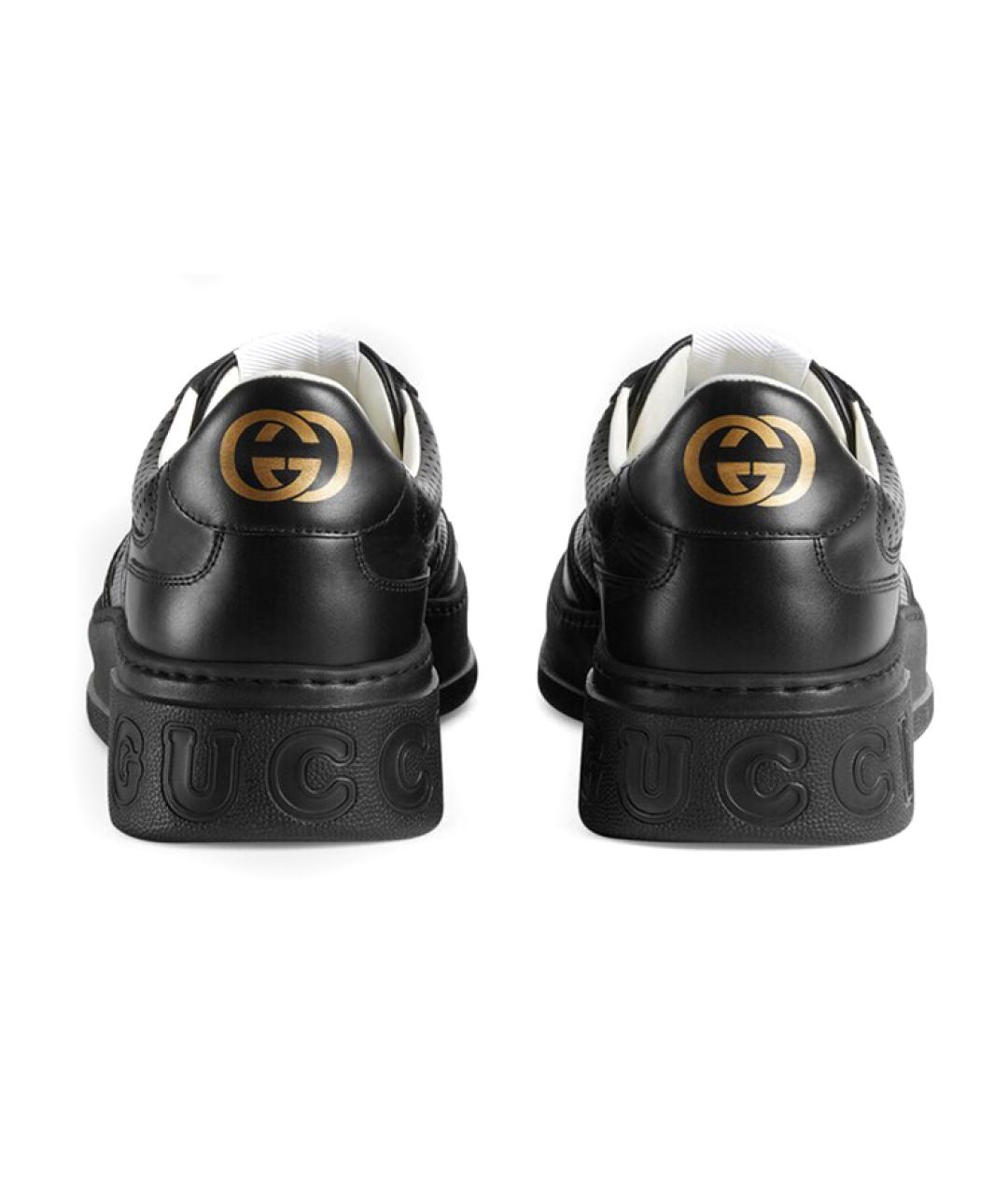 GUCCI Черные кожаные низкие кроссовки / кеды, фото 4