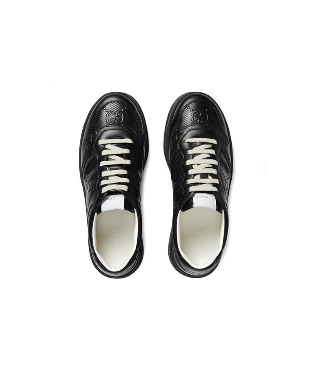 GUCCI Черные кожаные низкие кроссовки / кеды, фото 3