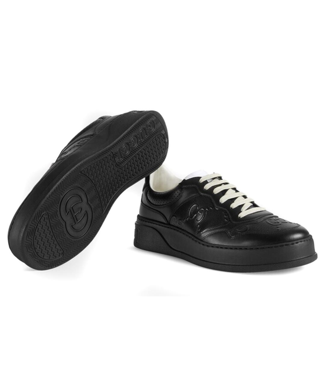 GUCCI Черные кожаные низкие кроссовки / кеды, фото 5