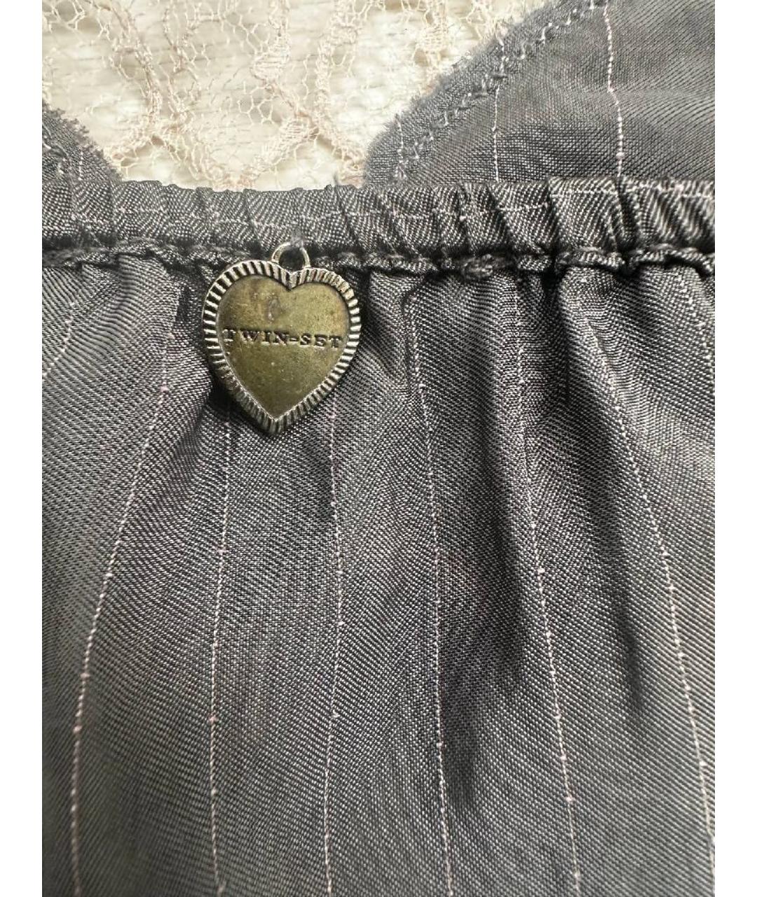 TWIN-SET Антрацитовая вискозная майка, фото 8