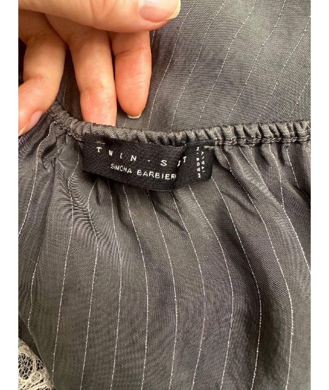 TWIN-SET Антрацитовая вискозная майка, фото 6