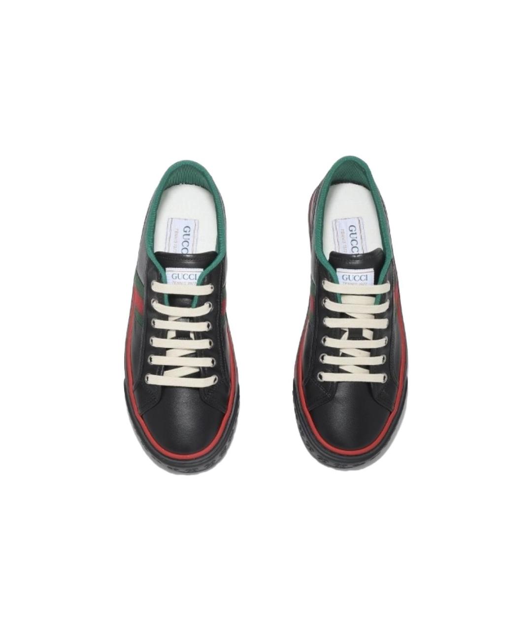 GUCCI Черные кожаные низкие кроссовки / кеды, фото 4