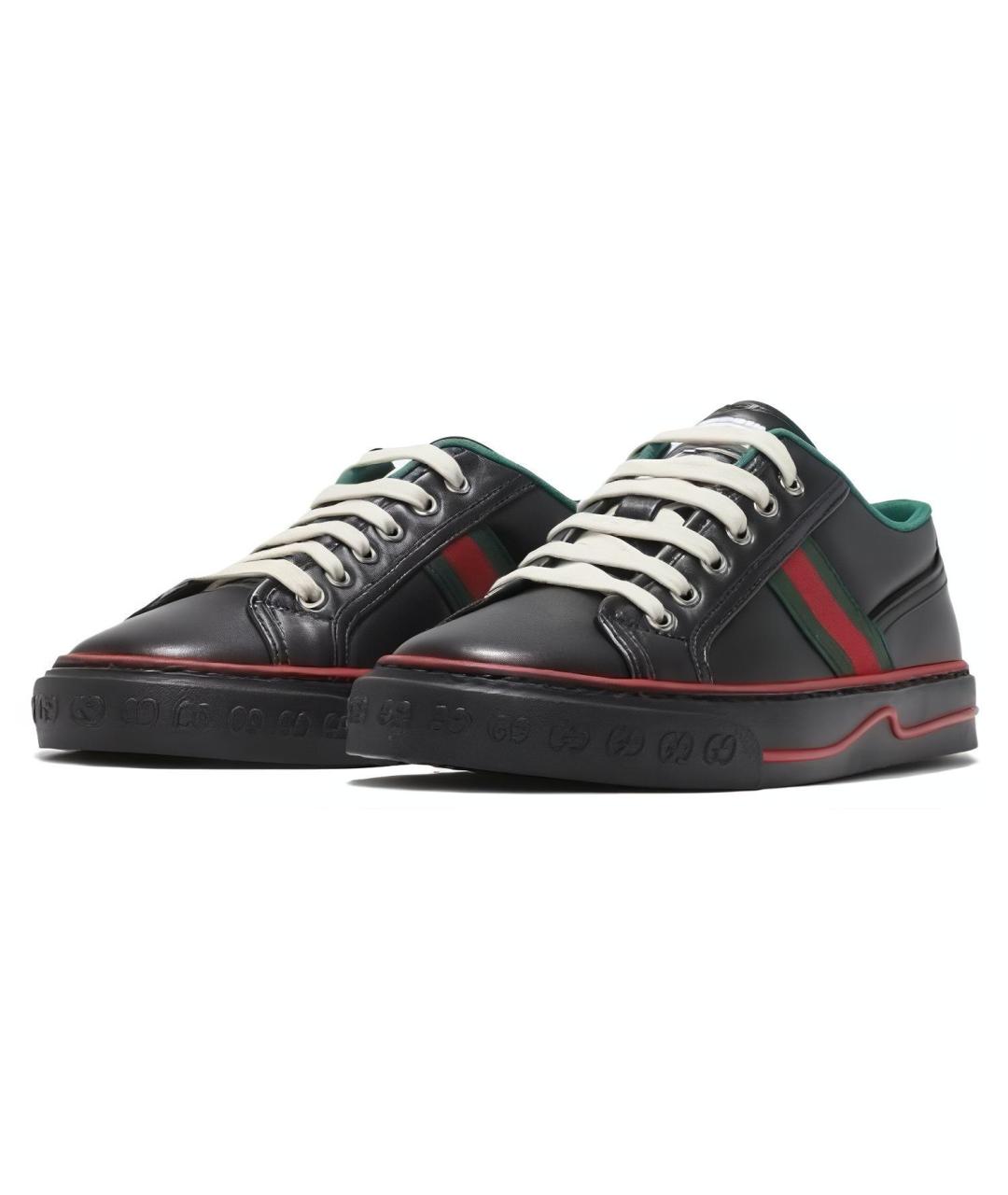 GUCCI Черные кожаные низкие кроссовки / кеды, фото 3