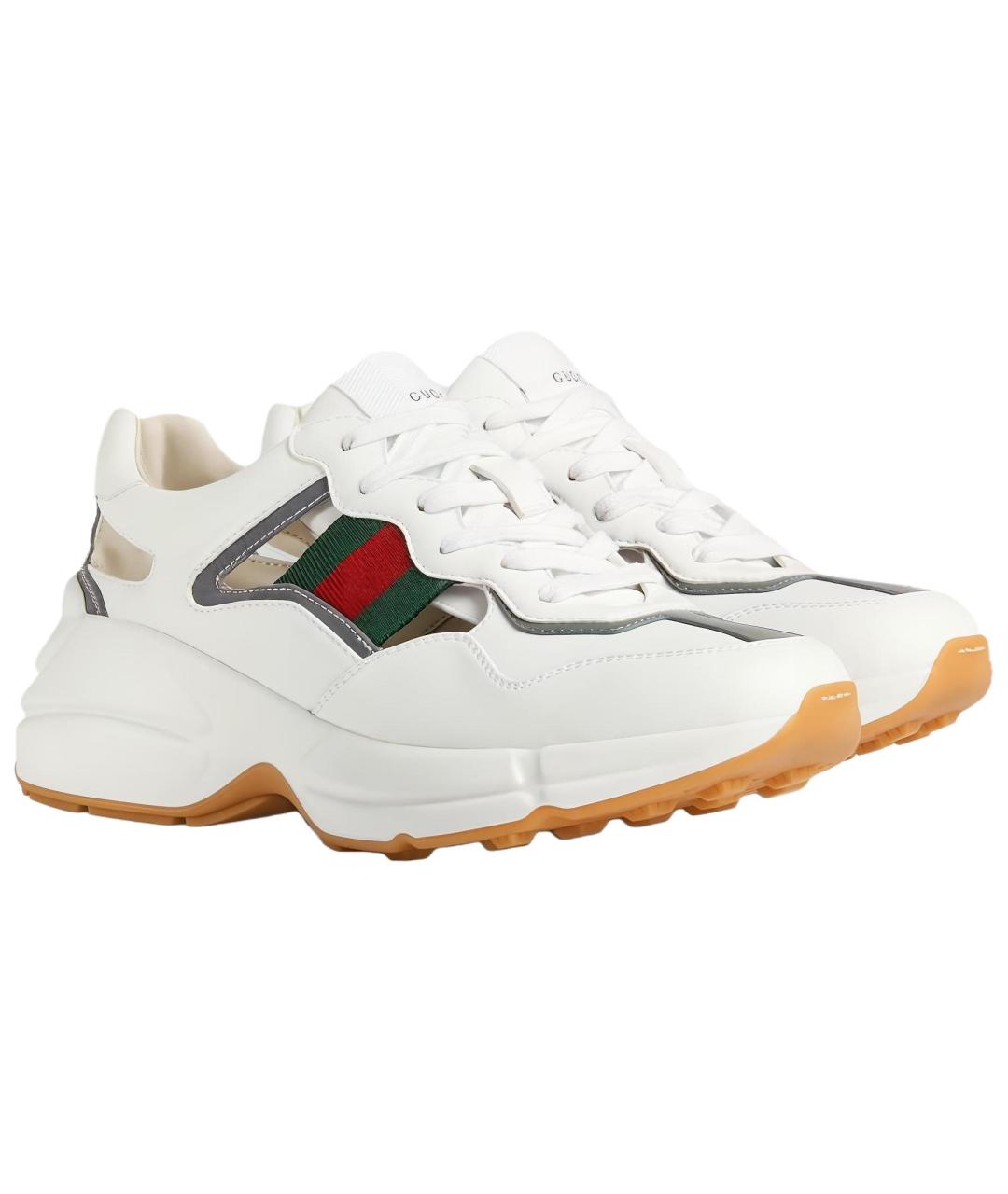 GUCCI Белые кожаные кроссовки, фото 2