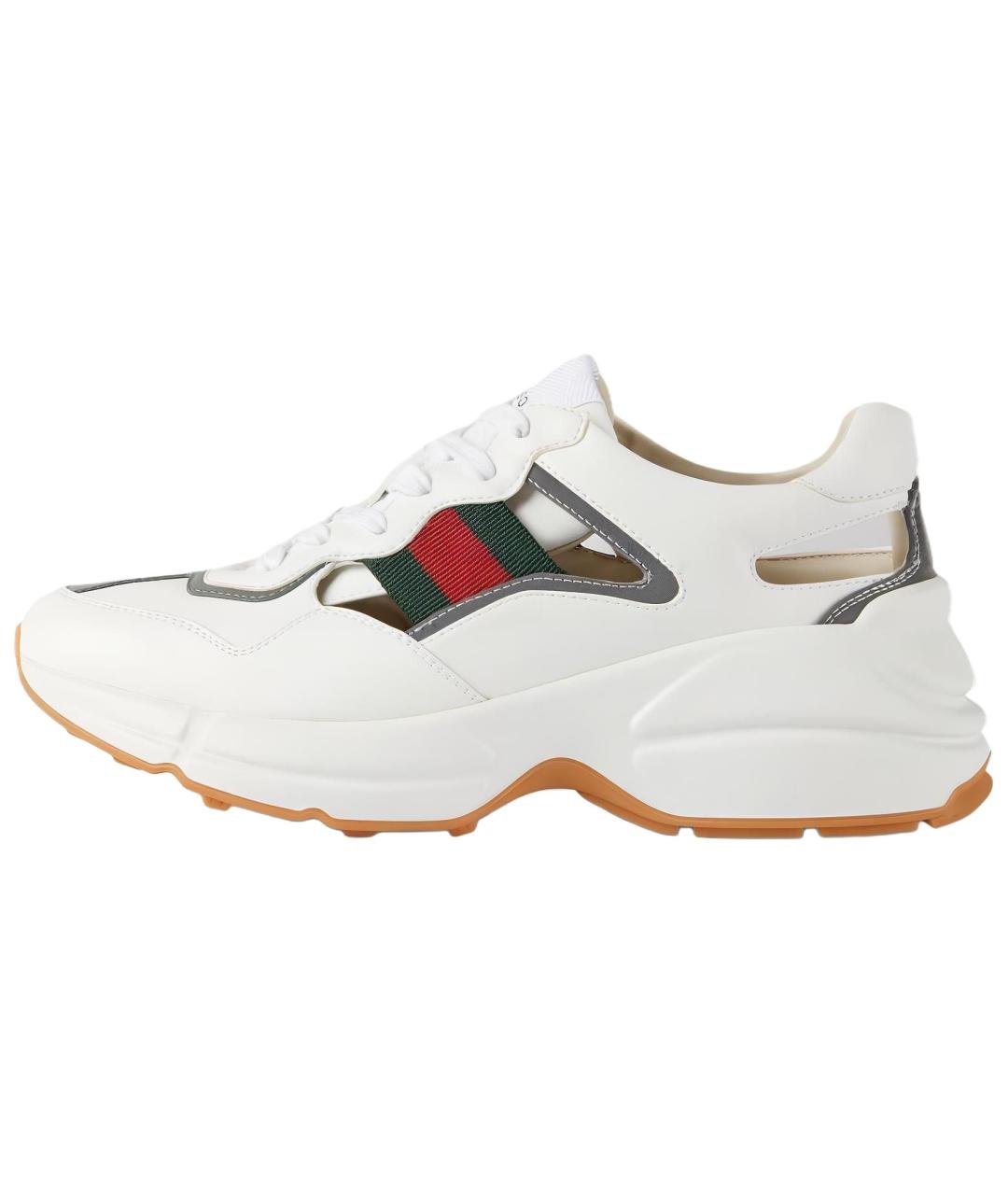 GUCCI Белые кожаные кроссовки, фото 6