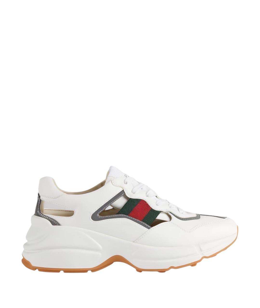 GUCCI Белые кожаные кроссовки, фото 1