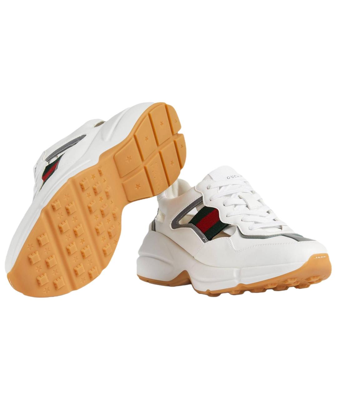 GUCCI Белые кожаные кроссовки, фото 5