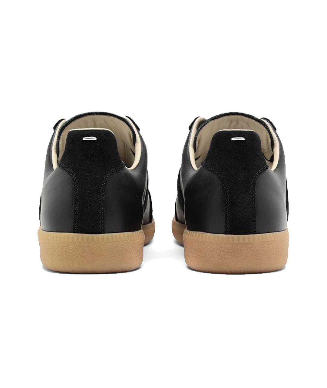 MAISON MARGIELA Черные кожаные низкие кроссовки / кеды, фото 5