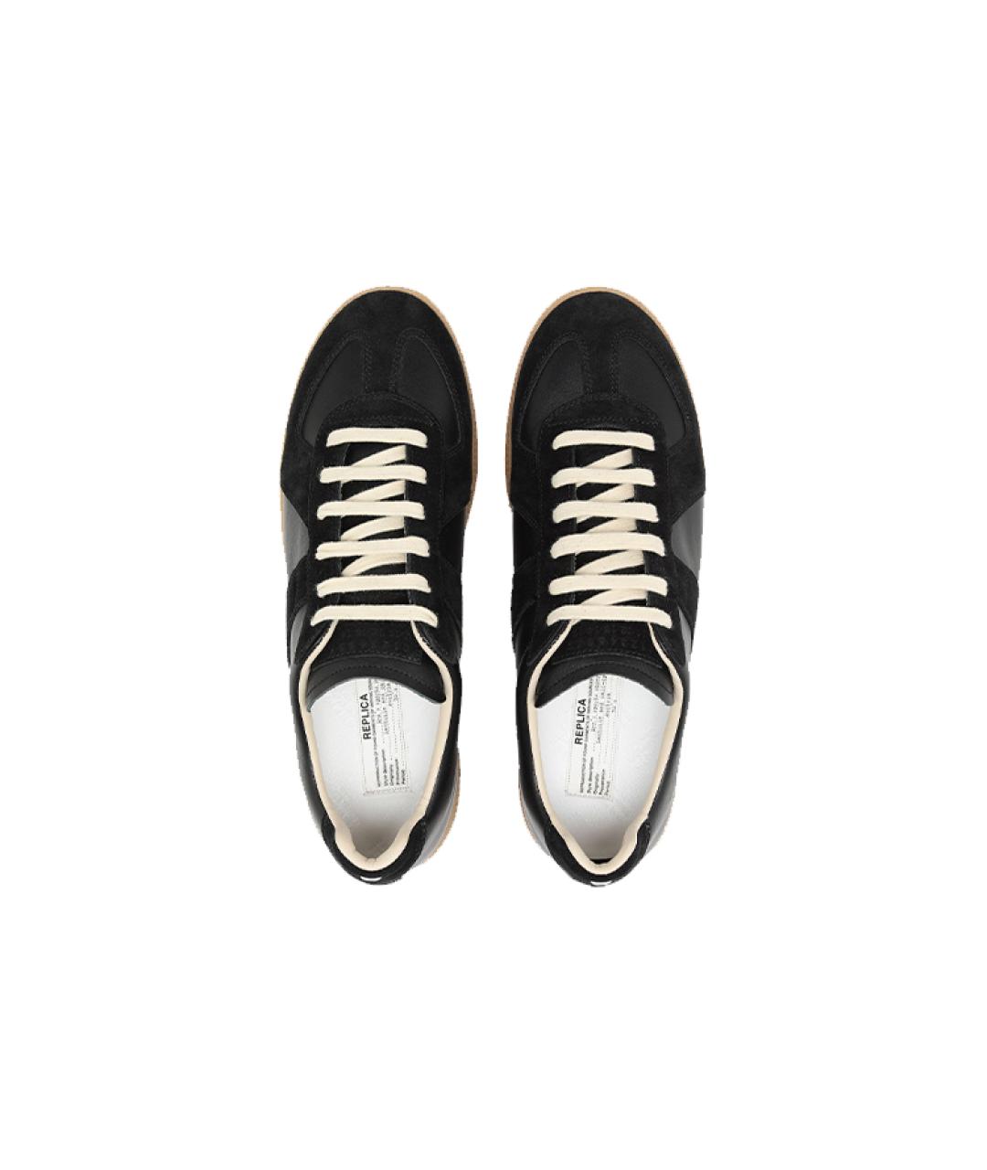 MAISON MARGIELA Черные кожаные низкие кроссовки / кеды, фото 4