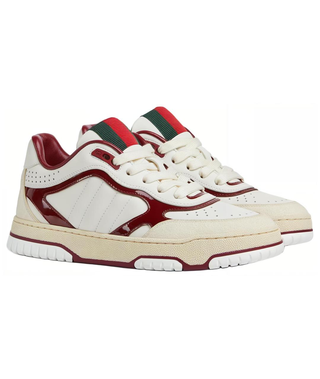 GUCCI Белые кожаные кроссовки, фото 2