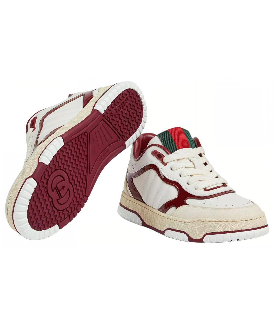 GUCCI Белые кожаные кроссовки, фото 5