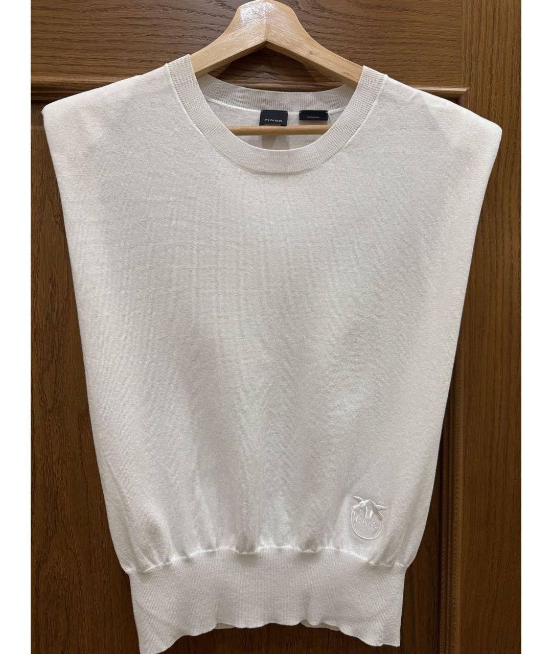 PINKO Белая вискозная майка, фото 5