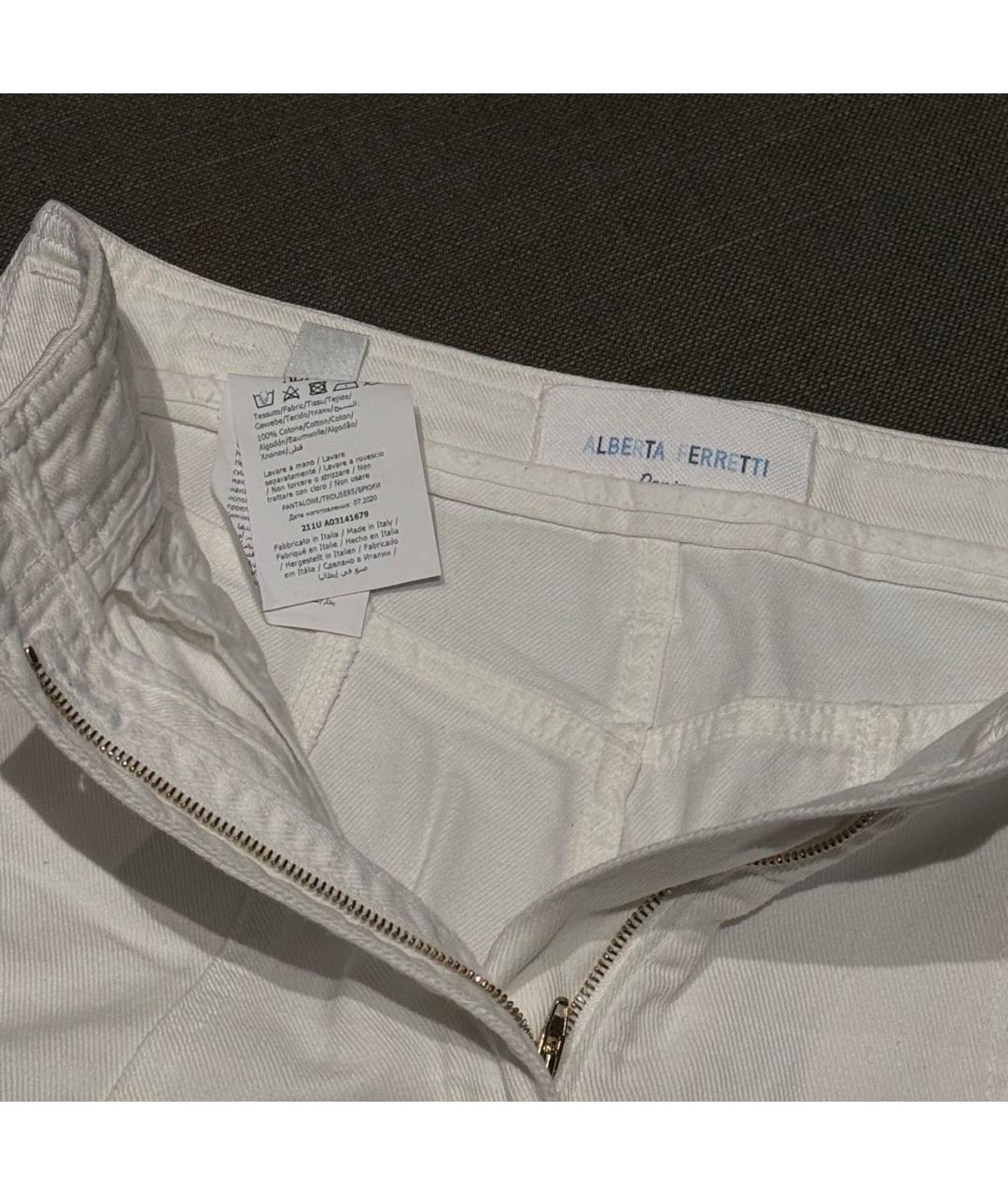 ALBERTA FERRETTI Белые хлопковые прямые джинсы, фото 3