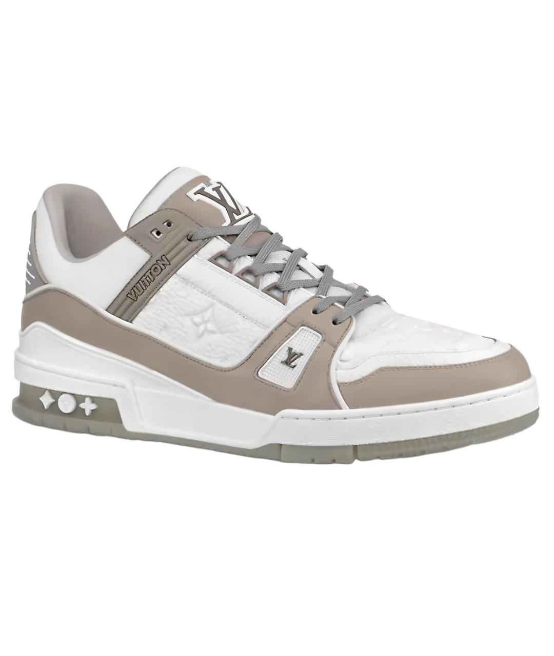 LOUIS VUITTON Серые кожаные низкие кроссовки / кеды, фото 1