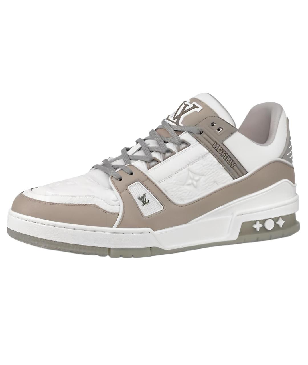 LOUIS VUITTON Серые кожаные низкие кроссовки / кеды, фото 2