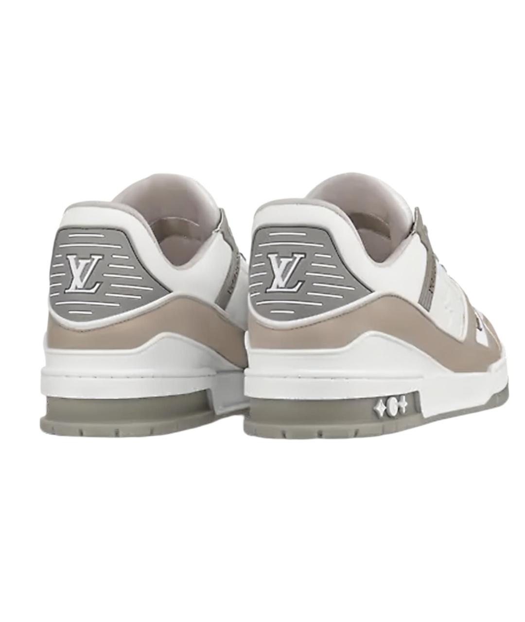 LOUIS VUITTON Серые кожаные низкие кроссовки / кеды, фото 4
