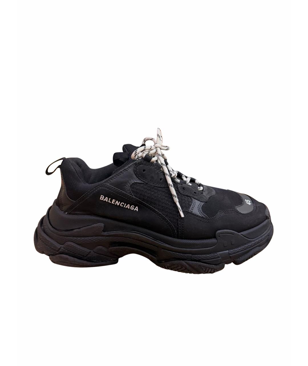 BALENCIAGA Черные текстильные низкие кроссовки / кеды, фото 1