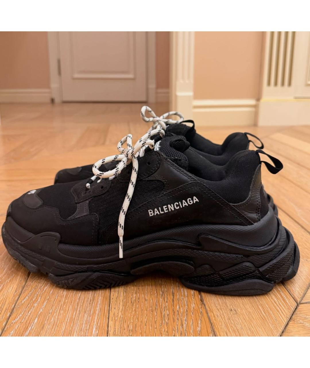 BALENCIAGA Черные текстильные низкие кроссовки / кеды, фото 3