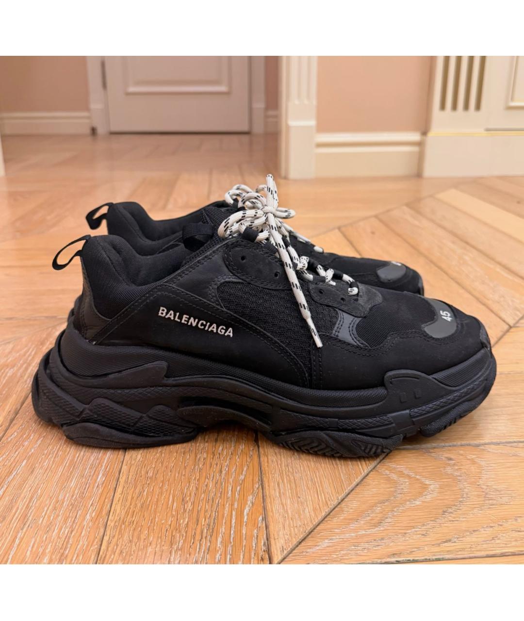 BALENCIAGA Черные текстильные низкие кроссовки / кеды, фото 6