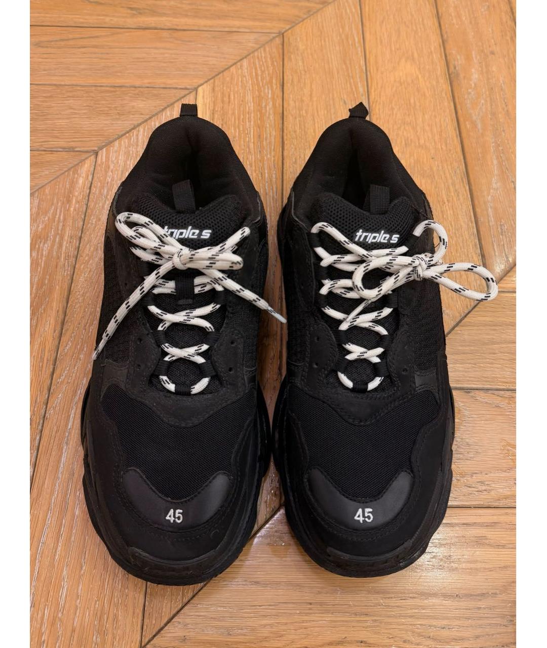 BALENCIAGA Черные текстильные низкие кроссовки / кеды, фото 2