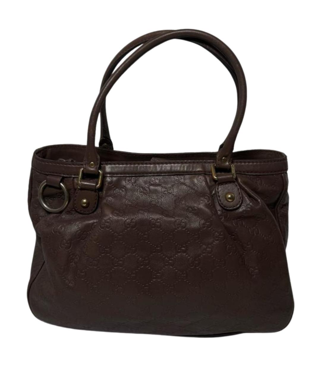 GUCCI Коричневая кожаная сумка тоут, фото 1