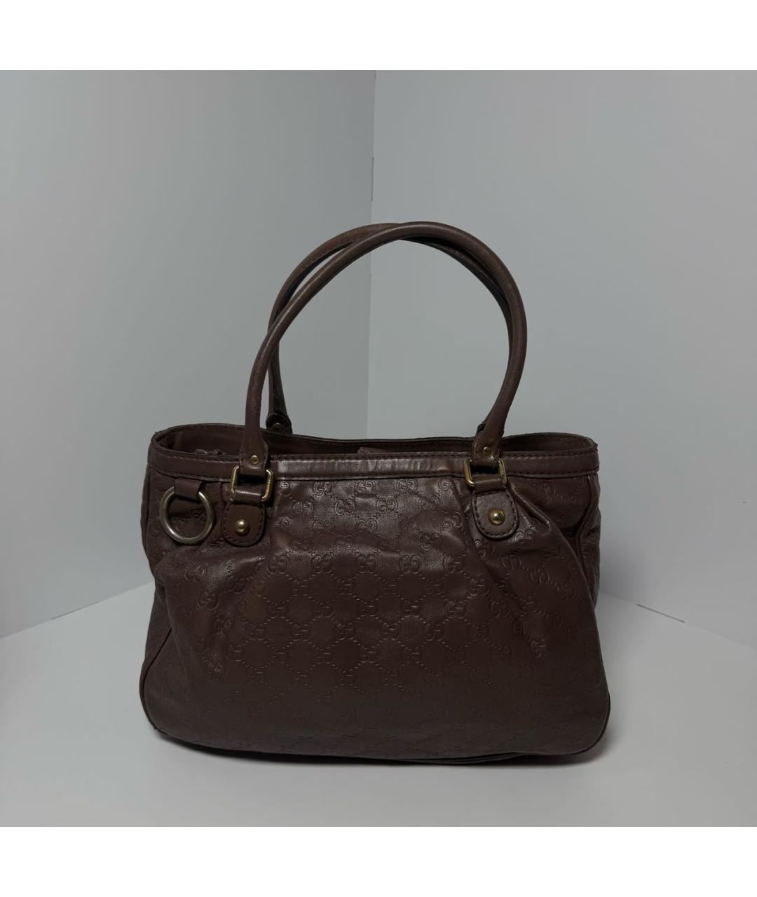 GUCCI Коричневая кожаная сумка тоут, фото 9