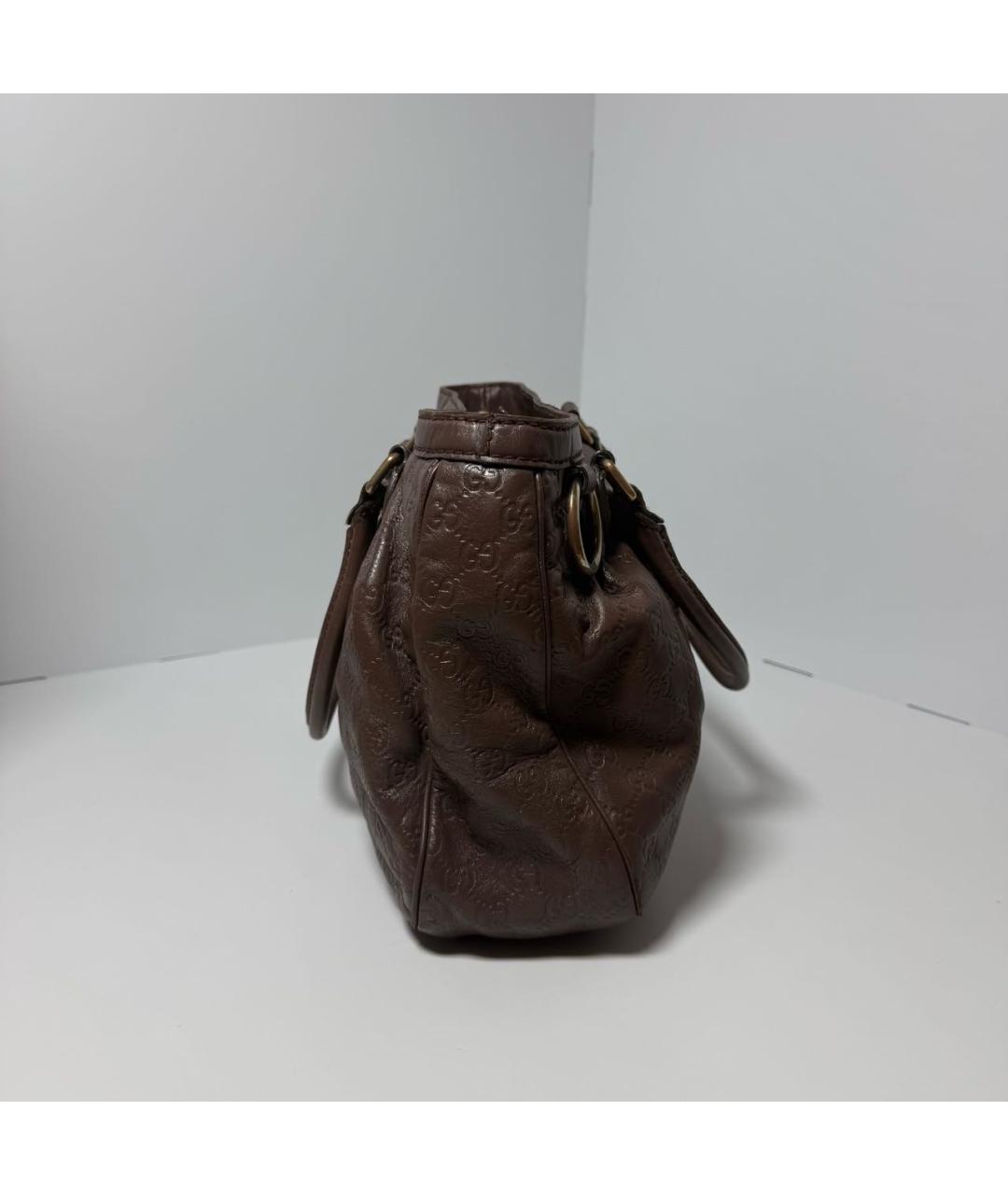 GUCCI Коричневая кожаная сумка тоут, фото 3