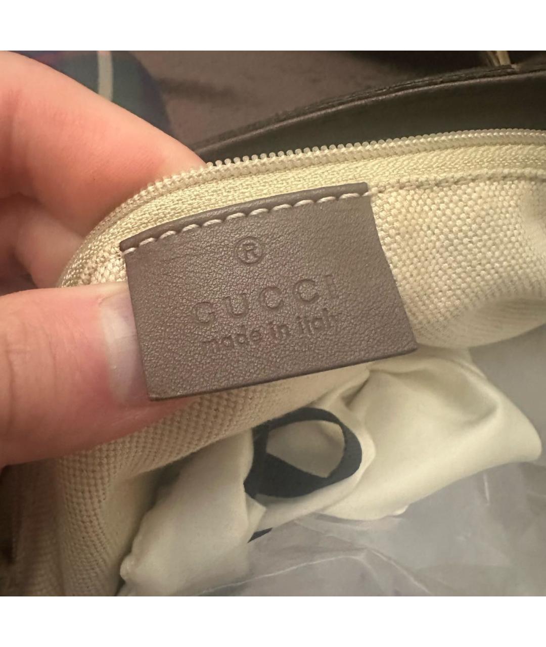 GUCCI Коричневая кожаная сумка тоут, фото 6