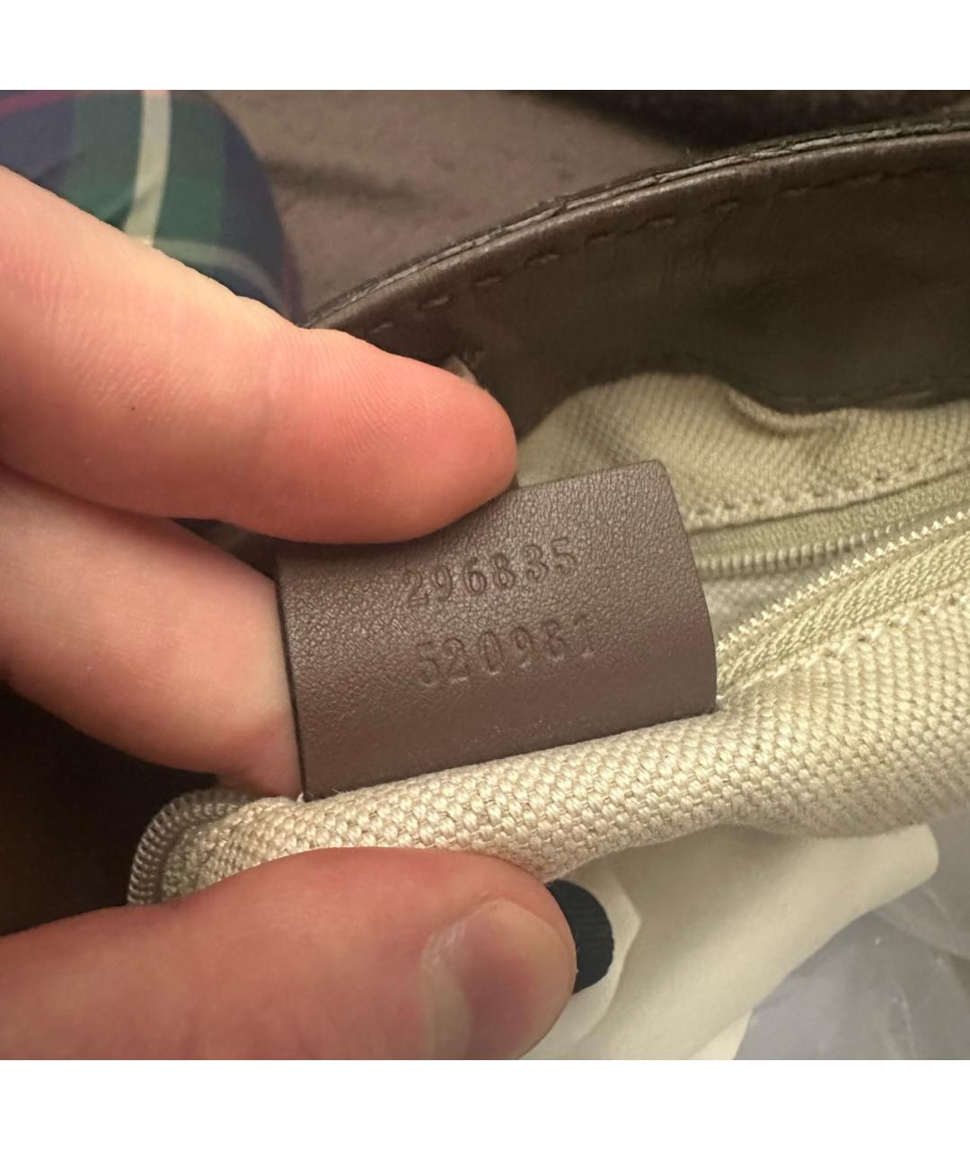 GUCCI Коричневая кожаная сумка тоут, фото 7