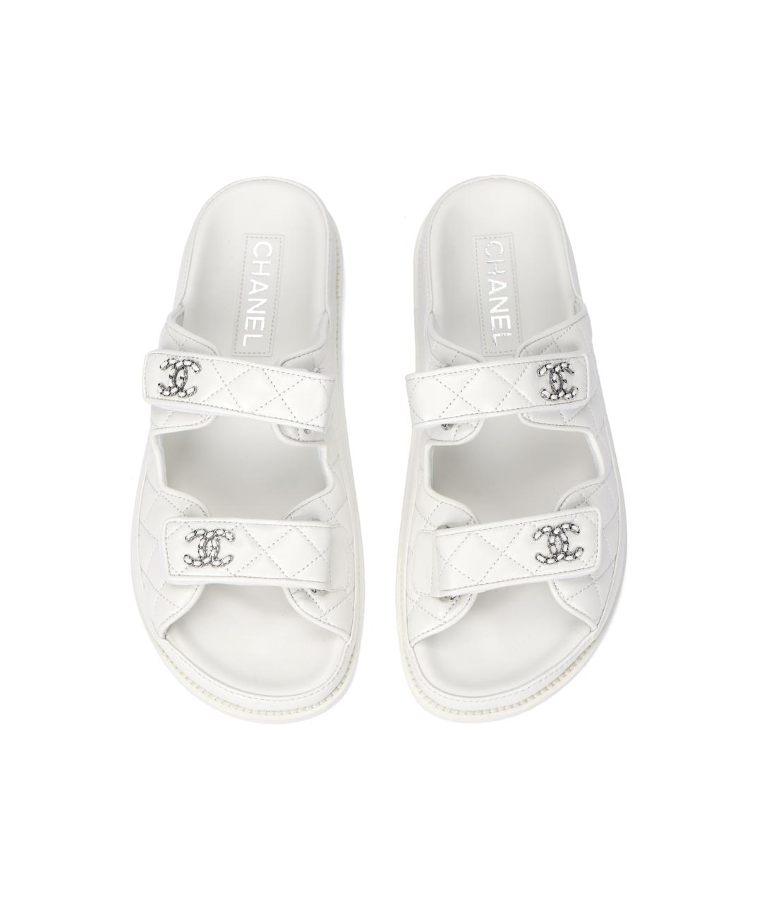 CHANEL Белые кожаные сандалии, фото 3