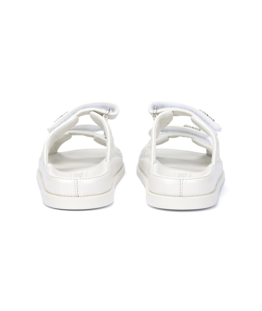 CHANEL Белые кожаные сандалии, фото 4