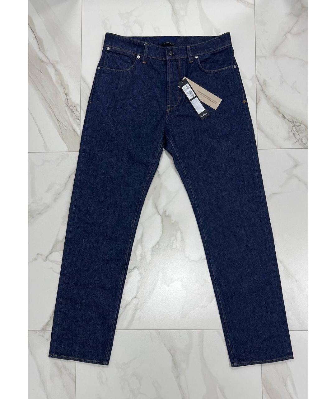 STONE ISLAND Темно-синие хлопковые прямые джинсы, фото 9