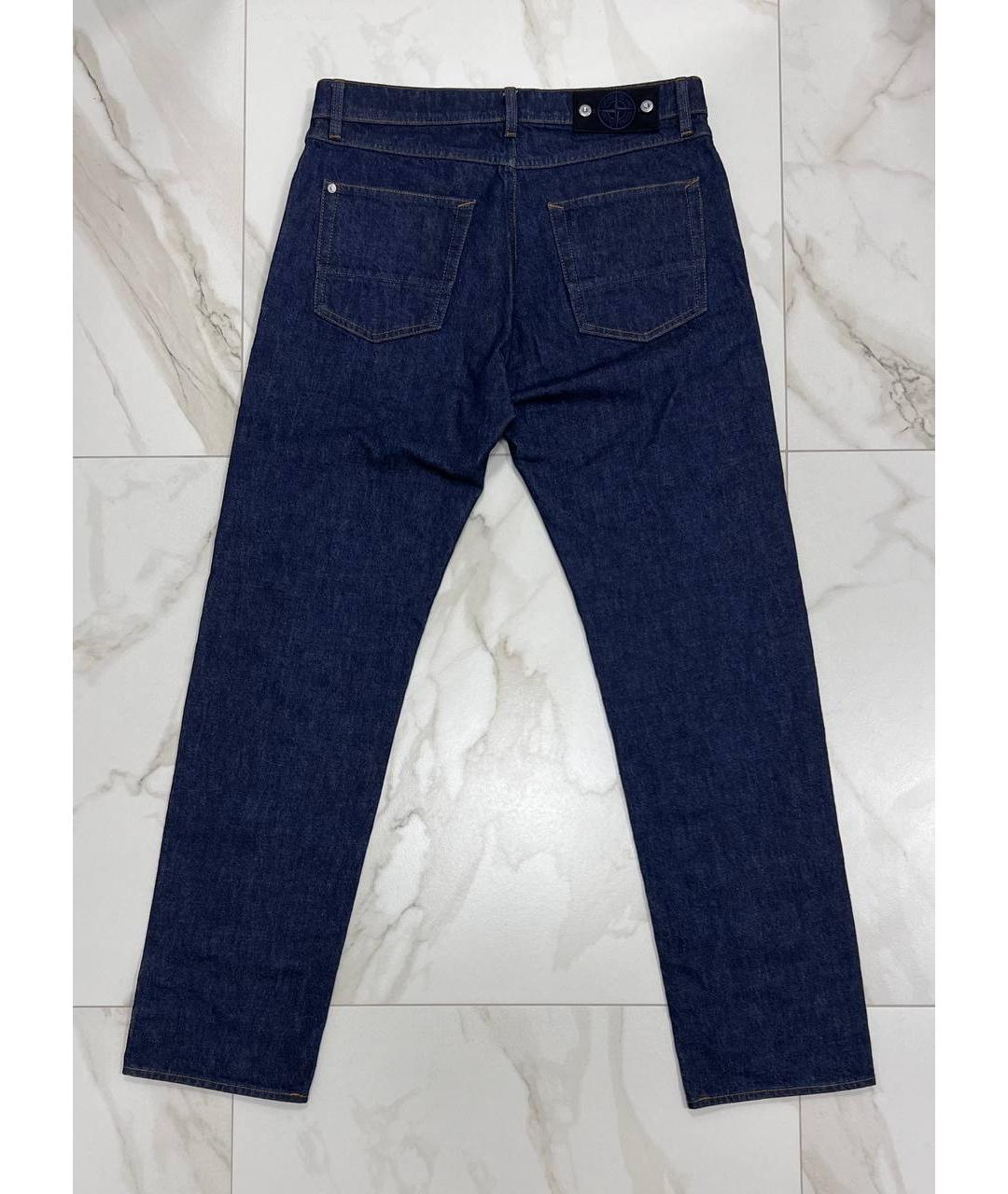 STONE ISLAND Темно-синие хлопковые прямые джинсы, фото 4