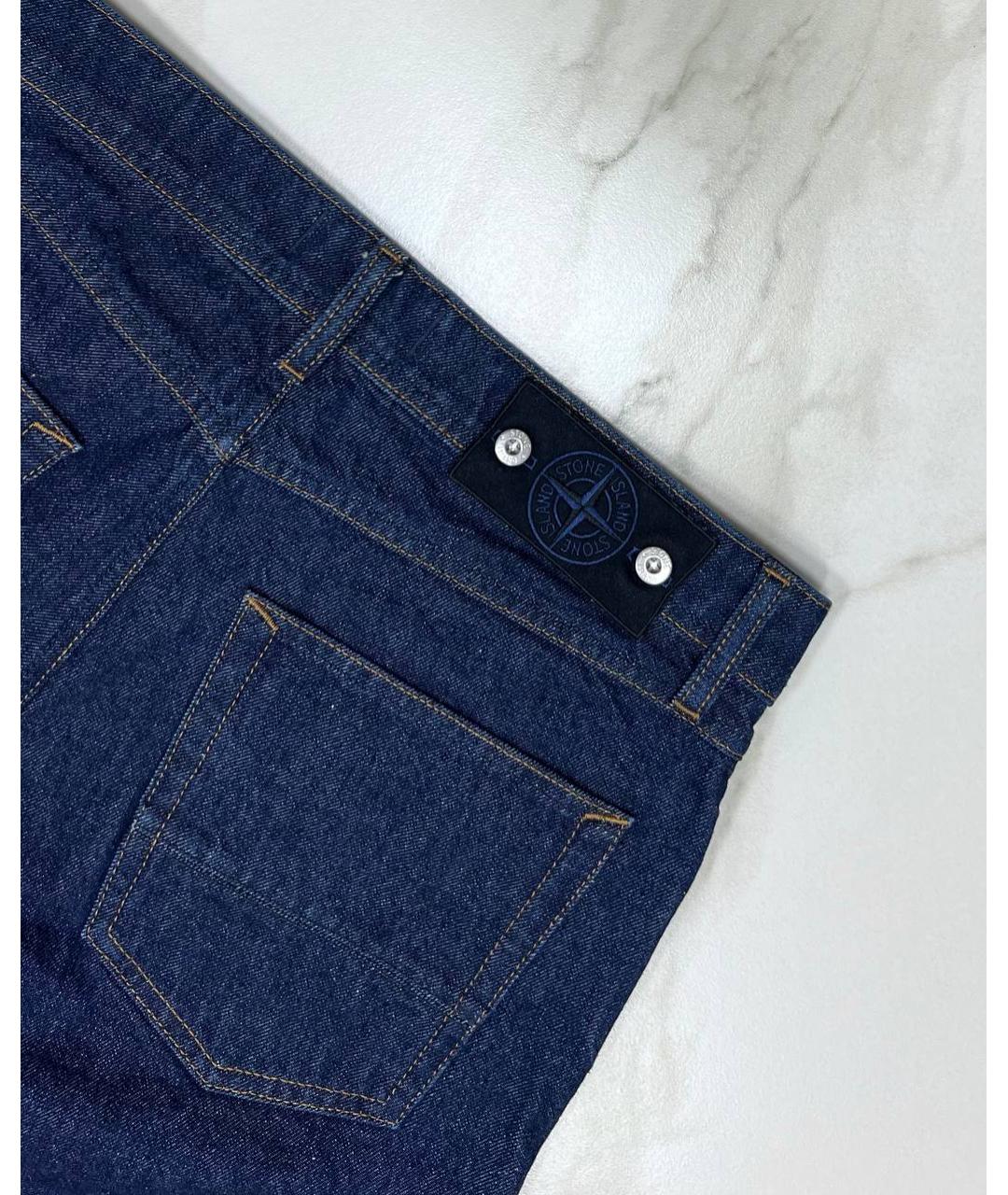 STONE ISLAND Темно-синие хлопковые прямые джинсы, фото 5