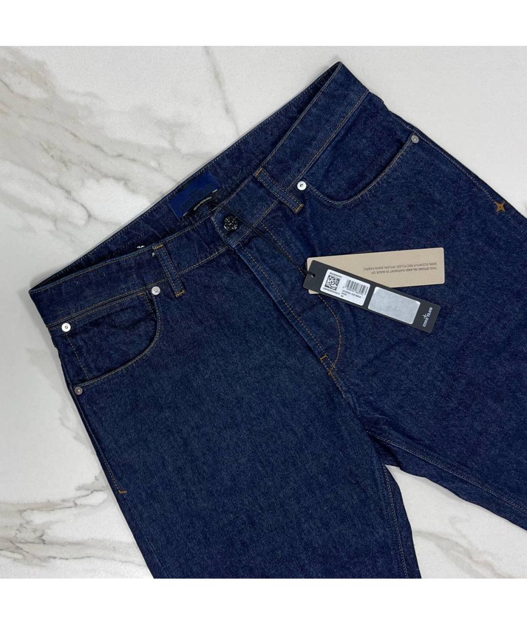 STONE ISLAND Темно-синие хлопковые прямые джинсы, фото 2