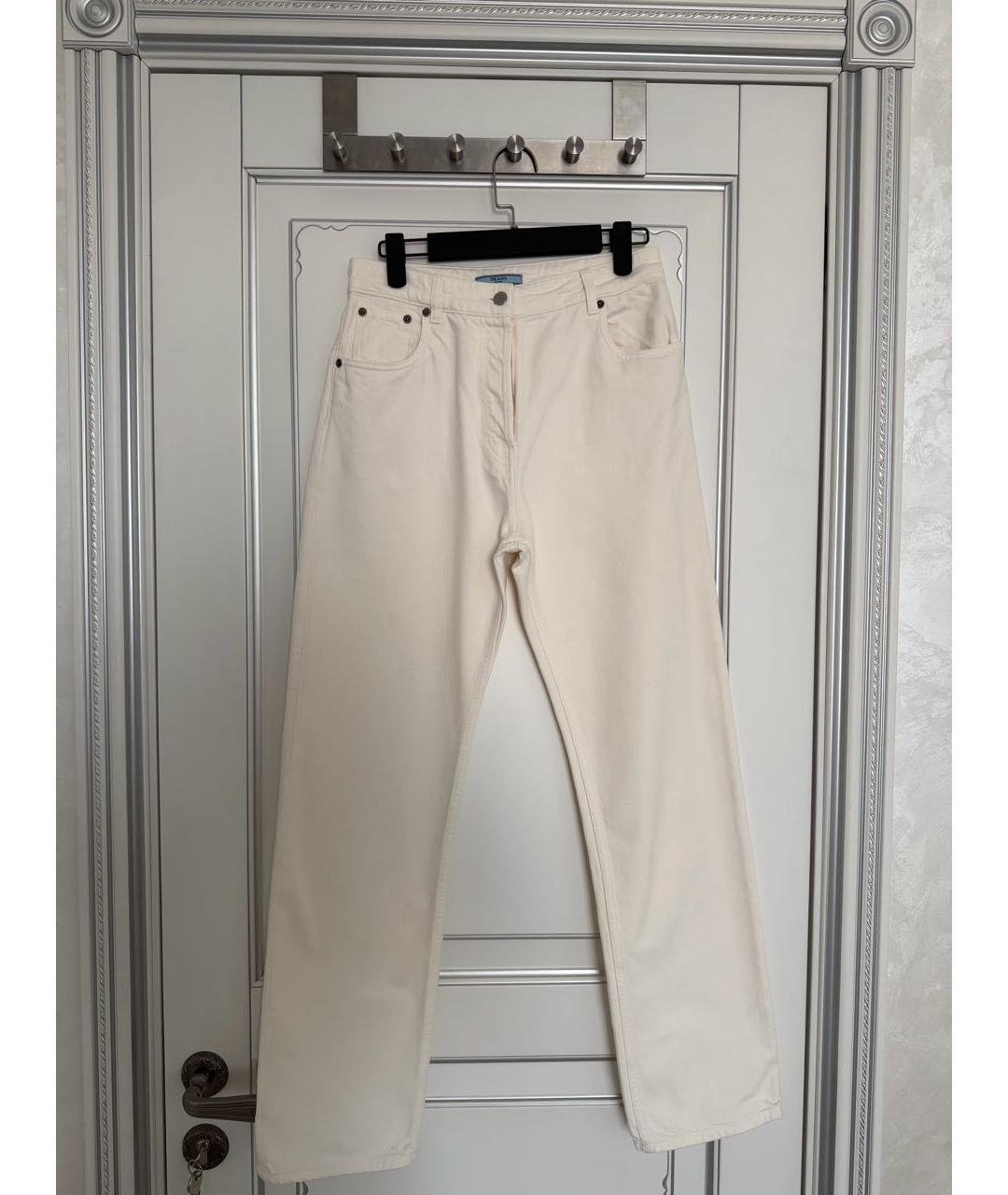PRADA Белые хлопковые прямые джинсы, фото 6