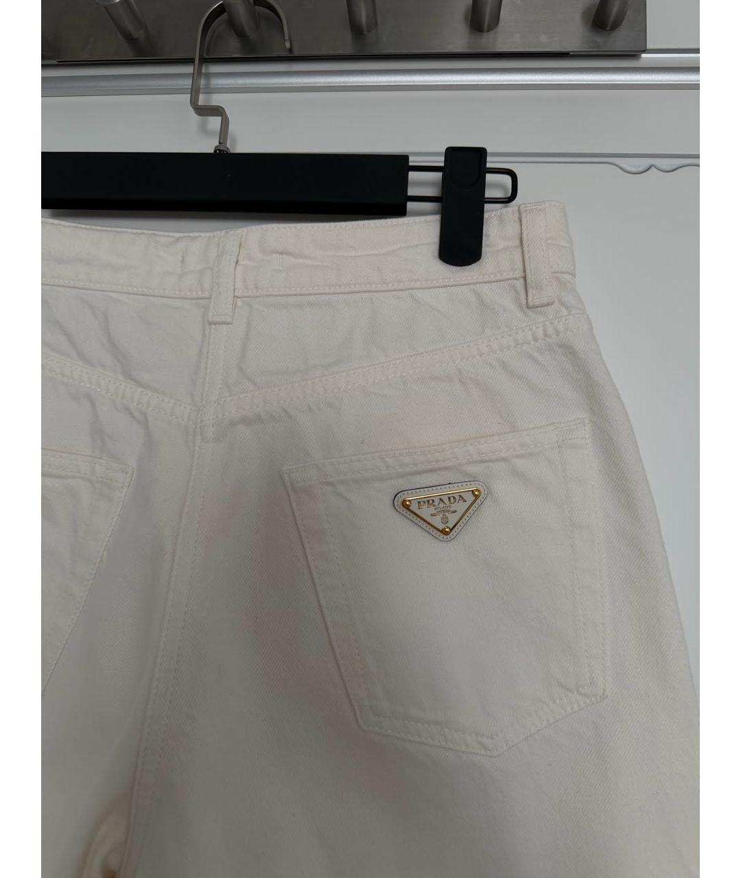 PRADA Белые хлопковые прямые джинсы, фото 5