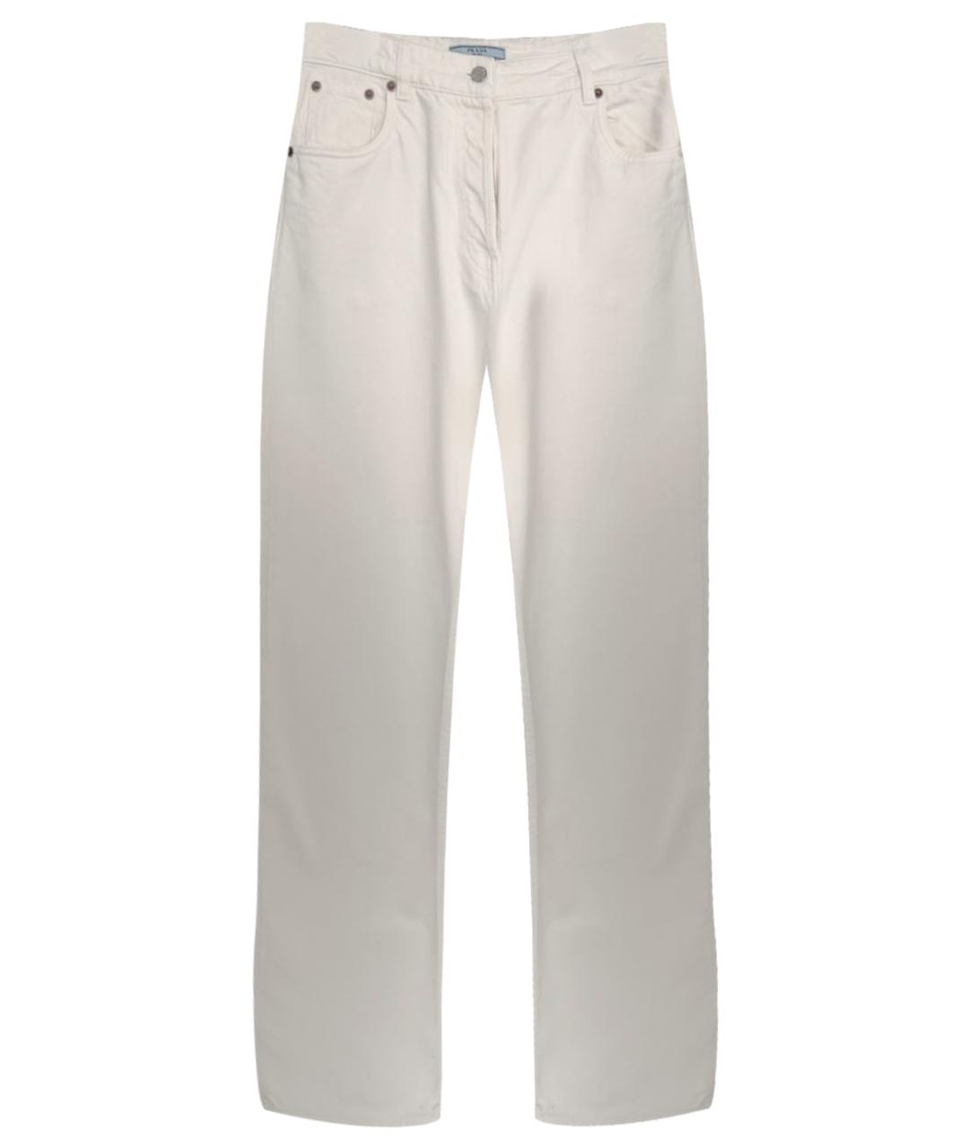 PRADA Белые хлопковые прямые джинсы, фото 1