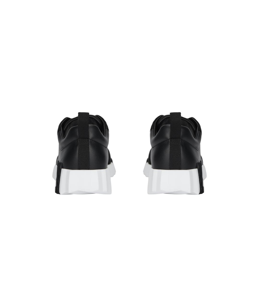 HERMES Черные кожаные кроссовки, фото 4