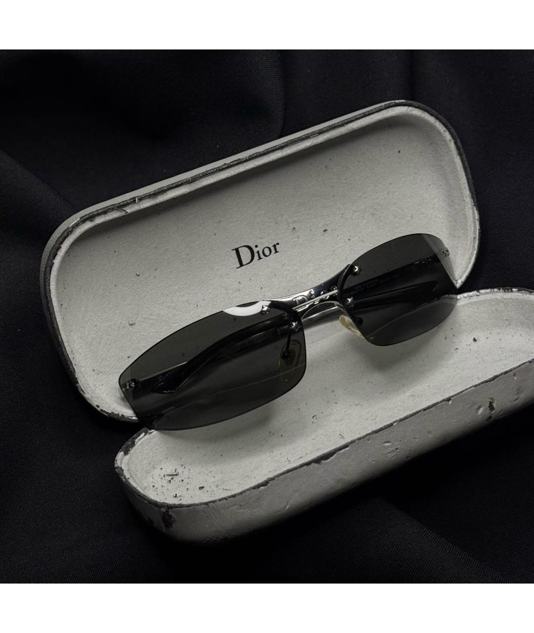 CHRISTIAN DIOR Серебряные металлические солнцезащитные очки, фото 2