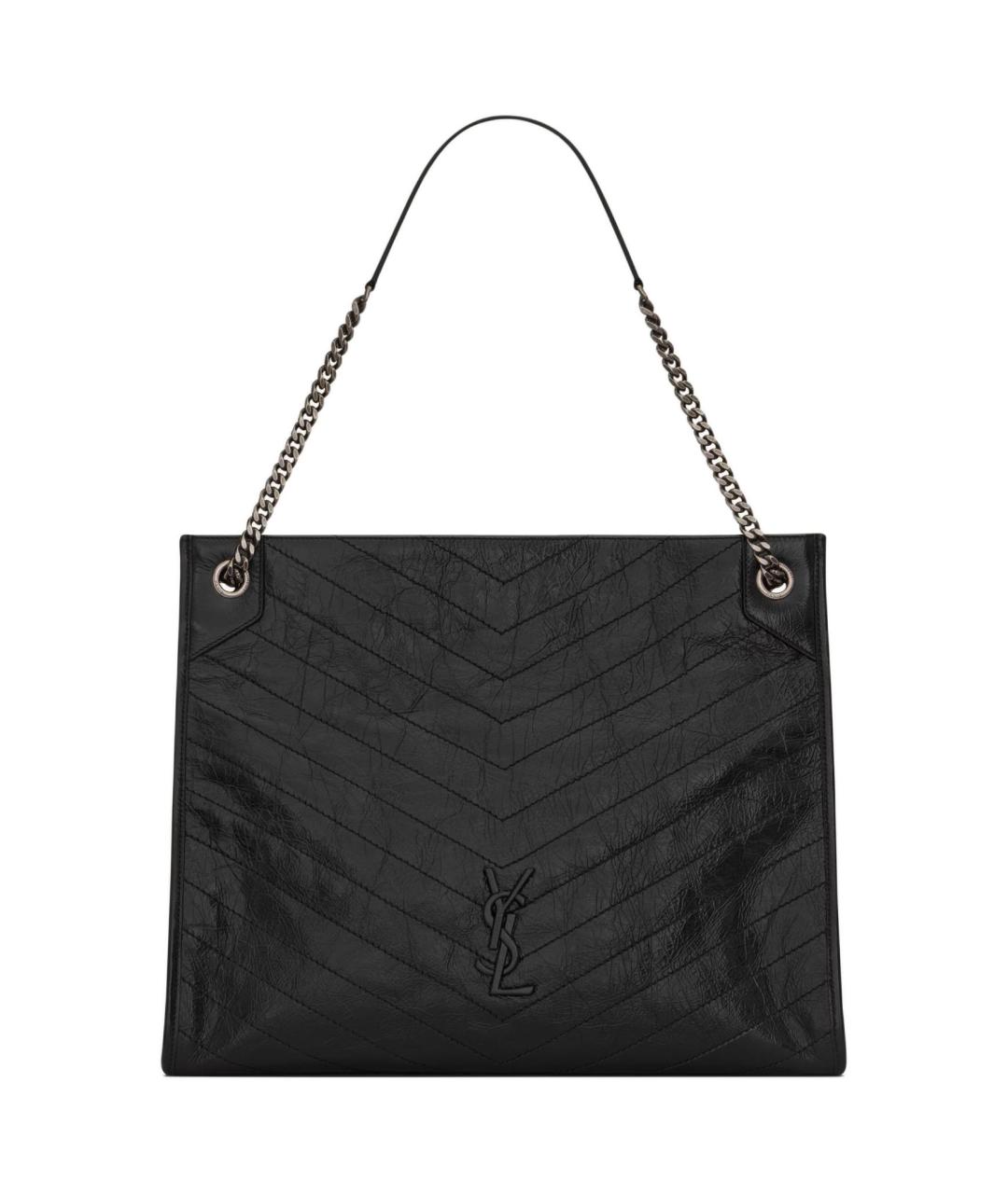 SAINT LAURENT Черная кожаная сумка через плечо, фото 2