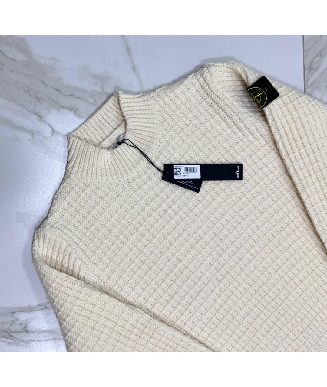 STONE ISLAND Бежевый шерстяной джемпер / свитер, фото 2