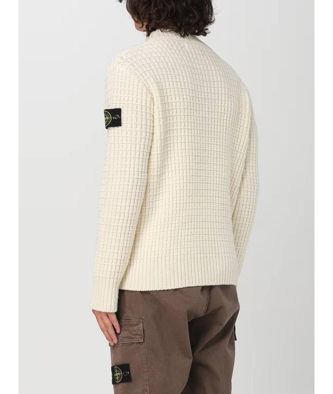 STONE ISLAND Бежевый шерстяной джемпер / свитер, фото 8