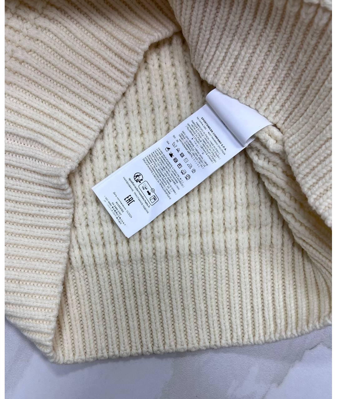 STONE ISLAND Бежевый шерстяной джемпер / свитер, фото 5