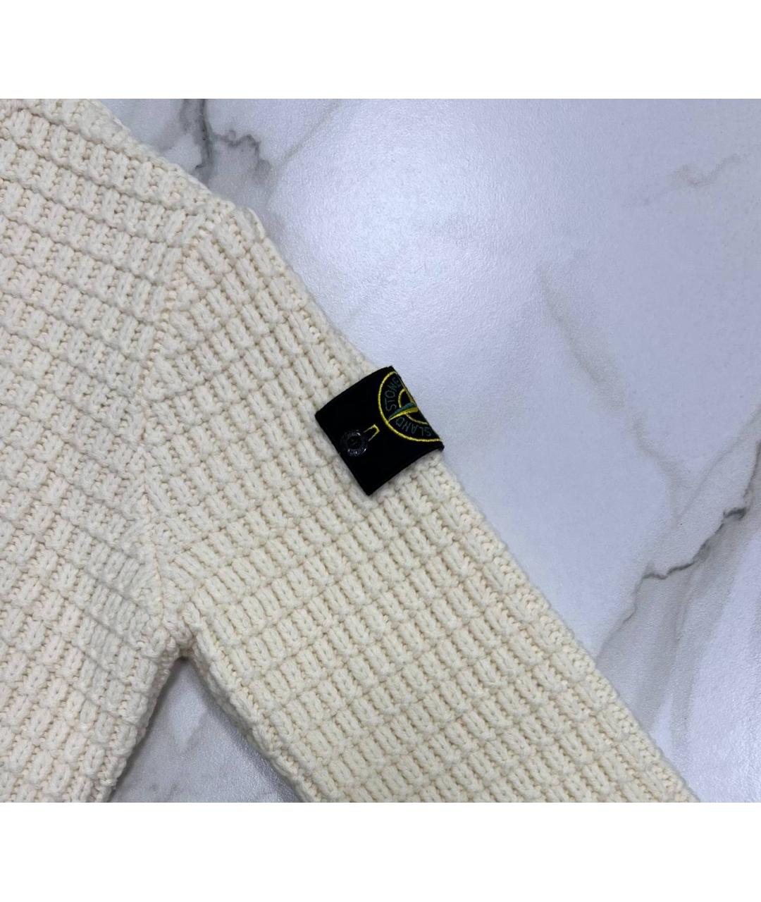 STONE ISLAND Бежевый шерстяной джемпер / свитер, фото 3